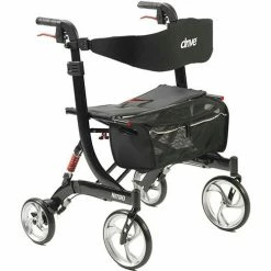 Drive Medical 10266HD-BK Nitro Euro Style Rollator Rolling Walker, Heavy Duty, Black