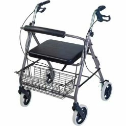DMI® Lightweight Extra-Wide Heavy-Duty Folding Aluminum Rollator, Titanium