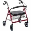 DMI® Extra-Wide Heavy Duty Steel Bariatric Rollator Walker, Burgundy