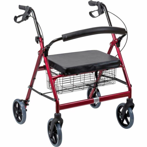 DMI® Extra-Wide Heavy Duty Steel Bariatric Rollator Walker, Burgundy 1 DMI® Extra-Wide Heavy Duty Steel Bariatric Rollator Walker, Burgundy
