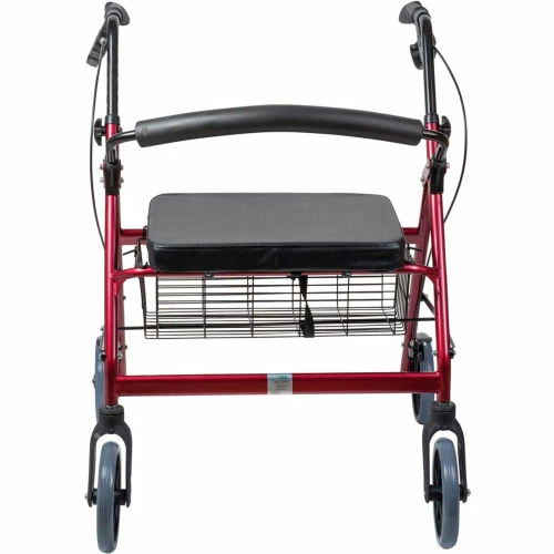 DMI® Extra-Wide Heavy Duty Steel Bariatric Rollator Walker, Burgundy 2 DMI® Extra-Wide Heavy Duty Steel Bariatric Rollator Walker, Burgundy - Image 2