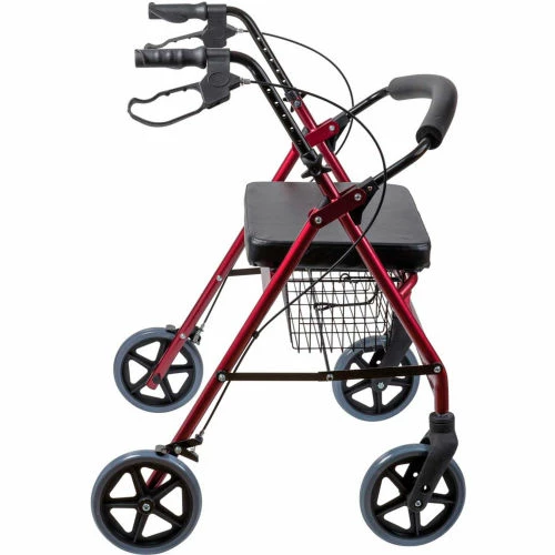DMI® Extra-Wide Heavy Duty Steel Bariatric Rollator Walker, Burgundy 4 DMI® Extra-Wide Heavy Duty Steel Bariatric Rollator Walker, Burgundy - Image 4