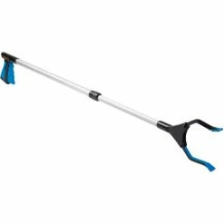 HealthSmart® Adjustable Length Reacher with Rotating Jaw, 30"-44", Blue/Silver