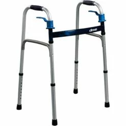 Drive Medical 10226-1 Deluxe Trigger Release Folding Walker, Flame Blue Crossbrace