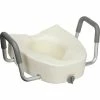 Drive Medical 12013 Premium Plastic Raised Toilet Seat with Lock and Padded Armrests, Elongated