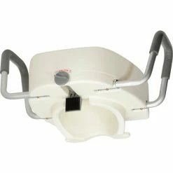 Drive Medical 12013 Premium Plastic Raised Toilet Seat with Lock and Padded Armrests, Elongated -Wheelchairs & Physical Aids shop B274894 03