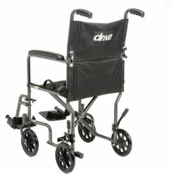 Drive Medical Lightweight Steel Transport Wheelchair, 19"W Seat, Silver Vein Frame and Black Upholstery -Wheelchairs & Physical Aids shop B275082 02