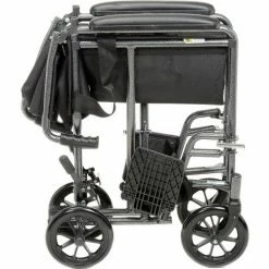 Drive Medical Lightweight Steel Transport Wheelchair, 19"W Seat, Silver Vein Frame and Black Upholstery -Wheelchairs & Physical Aids shop B275082 03