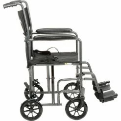 Drive Medical Lightweight Steel Transport Wheelchair, 19"W Seat, Silver Vein Frame and Black Upholstery -Wheelchairs & Physical Aids shop B275082 06