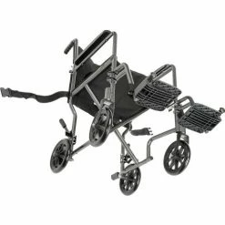 Drive Medical Lightweight Steel Transport Wheelchair, 19"W Seat, Silver Vein Frame and Black Upholstery -Wheelchairs & Physical Aids shop B275082 07