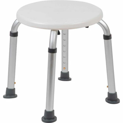 Flash Furniture Hercules Series Adjustable Height Bath Stool, 12.75" Dia. Seat, 14.25"-21"H, White 1 Flash Furniture Hercules Series Adjustable Height Bath Stool, 12.75" Dia. Seat, 14.25"-21"H, White