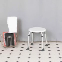 Flash Furniture Hercules Series Adjustable Height Bath Stool, 12.75" Dia. Seat, 14.25"-21"H, White 23 Flash Furniture Hercules Series Adjustable Height Bath Stool, 12.75" Dia. Seat, 14.25"-21"H, White -Wheelchairs & Physical Aids shop DC HY3400L WH GG LS
