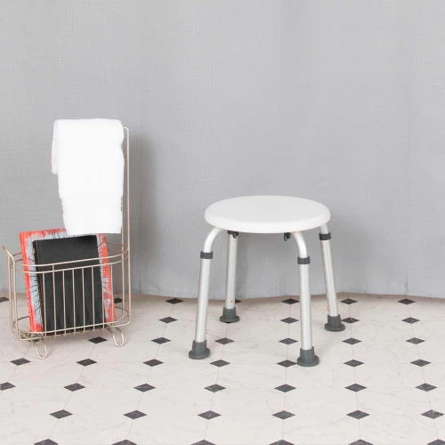 Flash Furniture Hercules Series Adjustable Height Bath Stool, 12.75" Dia. Seat, 14.25"-21"H, White 11 Flash Furniture Hercules Series Adjustable Height Bath Stool, 12.75" Dia. Seat, 14.25"-21"H, White - Image 11