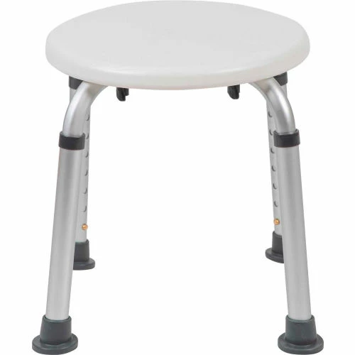 Flash Furniture Hercules Series Adjustable Height Bath Stool, 12.75" Dia. Seat, 14.25"-21"H, White 4 Flash Furniture Hercules Series Adjustable Height Bath Stool, 12.75" Dia. Seat, 14.25"-21"H, White - Image 4