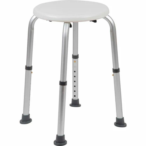 Flash Furniture Hercules Series Adjustable Height Bath Stool, 12.75" Dia. Seat, 14.25"-21"H, White 2 Flash Furniture Hercules Series Adjustable Height Bath Stool, 12.75" Dia. Seat, 14.25"-21"H, White - Image 2
