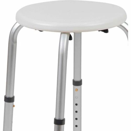 Flash Furniture Hercules Series Adjustable Height Bath Stool, 12.75" Dia. Seat, 14.25"-21"H, White 3 Flash Furniture Hercules Series Adjustable Height Bath Stool, 12.75" Dia. Seat, 14.25"-21"H, White - Image 3