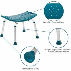 Flash Furniture Hercules Series Adjustable Height Bath Stool, 20" x 12" Seat, 14.5"-21.5"H, Navy 17 Flash Furniture Hercules Series Adjustable Height Bath Stool, 20" x 12" Seat, 14.5"-21.5"H, Navy -Wheelchairs & Physical Aids shop DC HY3410L NV GG inset4