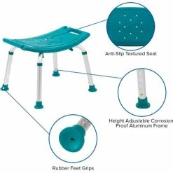 Flash Furniture Hercules Series Adjustable Height Bath Stool, 20" x 12" Seat, 14.5"-21.5"H, Teal -Wheelchairs & Physical Aids shop DC HY3410L TL GG inset4