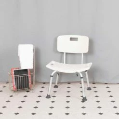 Flash Furniture Hercules Series Adjustable Height Bath Chair with Back, White -Wheelchairs & Physical Aids shop DC HY3500L WH GG LS