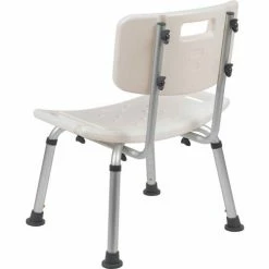 Flash Furniture Hercules Series Adjustable Height Bath Chair with Back, White -Wheelchairs & Physical Aids shop DC HY3500L WH GG inset2