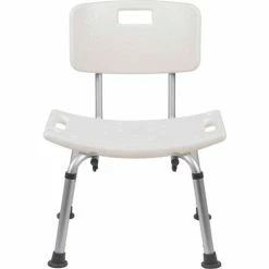 Flash Furniture Hercules Series Adjustable Height Bath Chair with Back, White -Wheelchairs & Physical Aids shop DC HY3500L WH GG inset3
