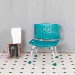 Flash Furniture Hercules Series Adjustable Height Bath Chair with Extra Large Back, Teal -Wheelchairs & Physical Aids shop DC HY3501L TL GG LS
