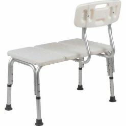 Flash Furniture Hercules Series Adjustable Height Bath Transfer Bench with Back and Side Arm, White -Wheelchairs & Physical Aids shop DC HY3510L WH GG inset2
