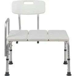 Flash Furniture Hercules Series Adjustable Height Bath Transfer Bench with Back and Side Arm, White -Wheelchairs & Physical Aids shop DC HY3510L WH GG inset3