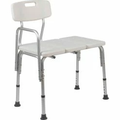 Flash Furniture Hercules Series Adjustable Height Bath Transfer Bench with Back and Side Arm, White -Wheelchairs & Physical Aids shop DC HY3510L WH GG inset9