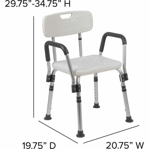 Flash Furniture Hercules Series Adjustable Height Bath Chair with Quick Release Back & Arms, White 11 Flash Furniture Hercules Series Adjustable Height Bath Chair with Quick Release Back & Arms, White - Image 11