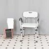 Flash Furniture Hercules Series Adjustable Height Bath Chair with Quick Release Back & Arms, White