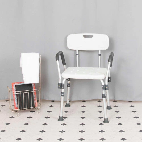Flash Furniture Hercules Series Adjustable Height Bath Chair with Quick Release Back & Arms, White 1 Flash Furniture Hercules Series Adjustable Height Bath Chair with Quick Release Back & Arms, White