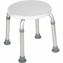 Drive Medical Adjustable Height Bath Stool, 13" Diameter Seat, 13.5"- 21" Height, White