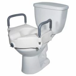 Drive Medical RTL12027RA Elevated Raised Toilet Seat with Removable Padded Arms, Standard Seat -Wheelchairs & Physical Aids shop DML 12027RA