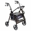 Drive Medical 795BK Duet Transport Wheelchair Chair Rollator Walker, Black, 8" Casters