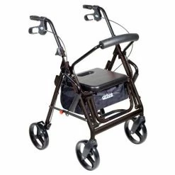 Drive Medical 795BK Duet Transport Wheelchair Chair Rollator Walker, Black, 8" Casters