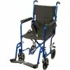 Drive Medical Lightweight Aluminum Transport Wheelchair, Blue Frame, 17" Seat Width