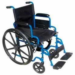 Drive Medical Blue Streak Wheelchair with Flip Back Desk Arms, Swing Away Footrests, 18" Seat -Wheelchairs & Physical Aids shop DML BLS18FBD SF