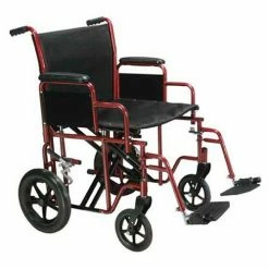 Drive Medical BTR20-R Bariatric Heavy Duty Transport Wheelchair, 20" Seat Width, Red Frame