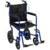 Drive Medical Lightweight Expedition Aluminum Transport Chair with Seat Belt, Blue Frame