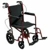 Drive Medical Lightweight Expedition Aluminum Transport Chair with Seat Belt, Red Frame