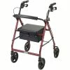 Drive Medical Aluminum Rollator with 7.5" Casters, Red