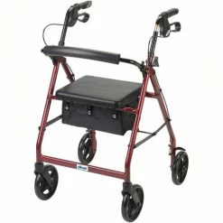 Drive Medical Aluminum Rollator with 7.5" Casters, Red