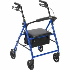 Drive Medical R800BL Steel Rollator with 6" Casters, Blue -Wheelchairs & Physical Aids shop DML R800BL
