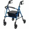 Drive Medical Adjustable Height Rollator with 6" Casters, Blue
