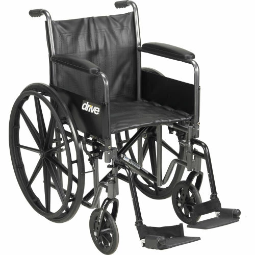 Drive Medical Silver Sport 2 Wheelchair, Detachable Full Arms, Swing Away Footrests, 20" Seat 1 Drive Medical Silver Sport 2 Wheelchair, Detachable Full Arms, Swing Away Footrests, 20" Seat
