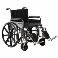 Drive Medical 24" Sentra Extra Heavy Duty Wheelchair, Detachable Desk Arm, Elevating Legrests