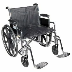 Drive Medical 24" Sentra EC Heavy Duty Wheelchair, Detachable Full Arm, Dual Cross Brace, Swing-away Footrests