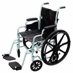 Drive Medical Poly-Fly High Strength Lightweight Wheelchair/Transport Chair Combo, 18"W Seat, Silver Frame