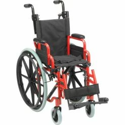 Drive Medical WB1200-2GFR Wallaby Pediatric Folding Wheelchair, 12" Seat, Red -Wheelchairs & Physical Aids shop DML WB1200 2GFR